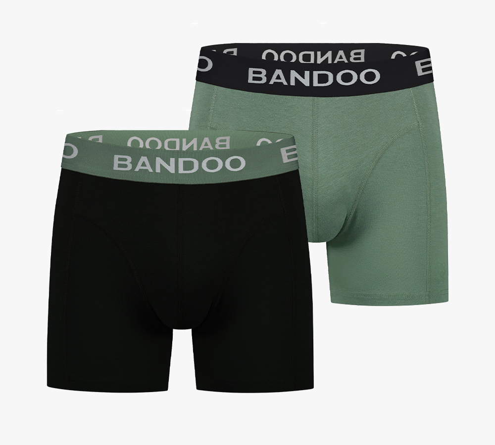 2-Pack Bamboo Boxers - Black + Green