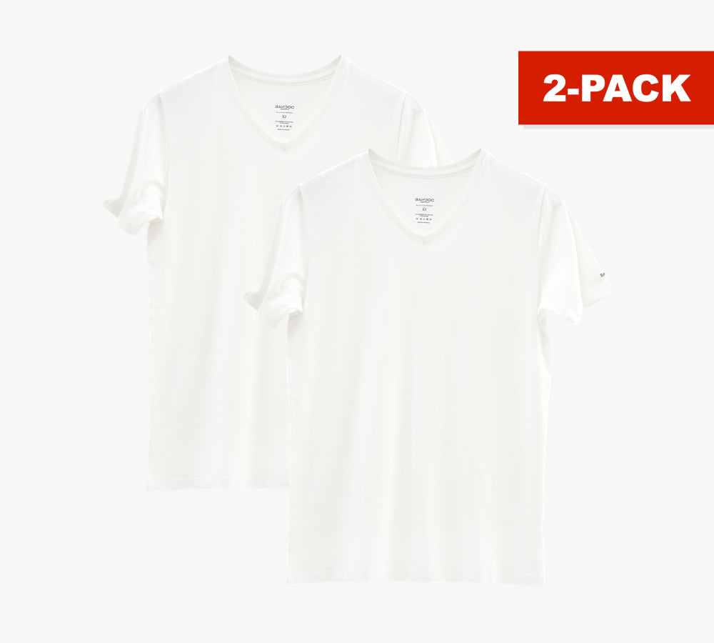 2 x Slim Fit V-Hals | White