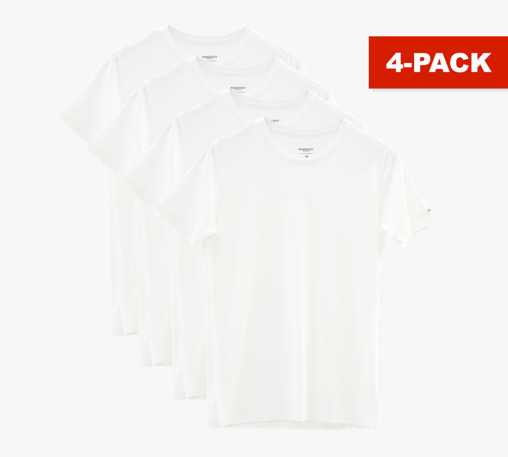 4 x Slim Fit Ronde Hals | White