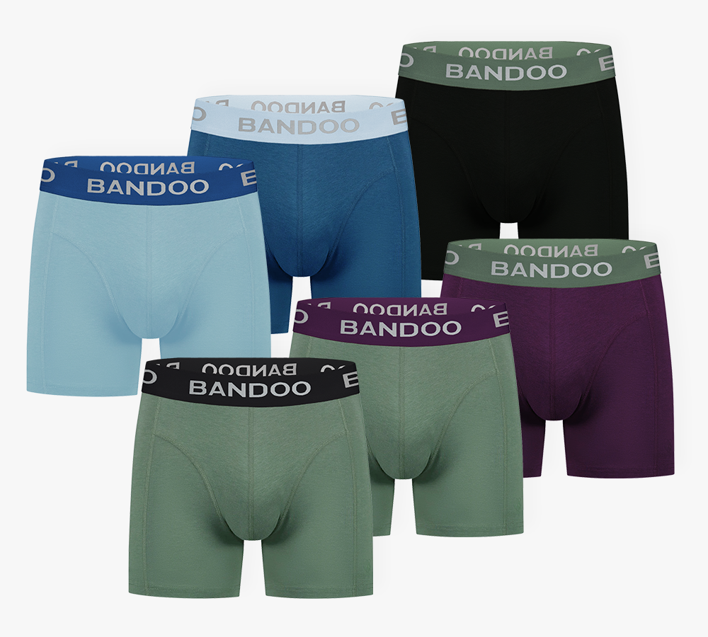 6-Pack Bamboo Boxers – Purple + Light Blue + Black (Color Edge)
