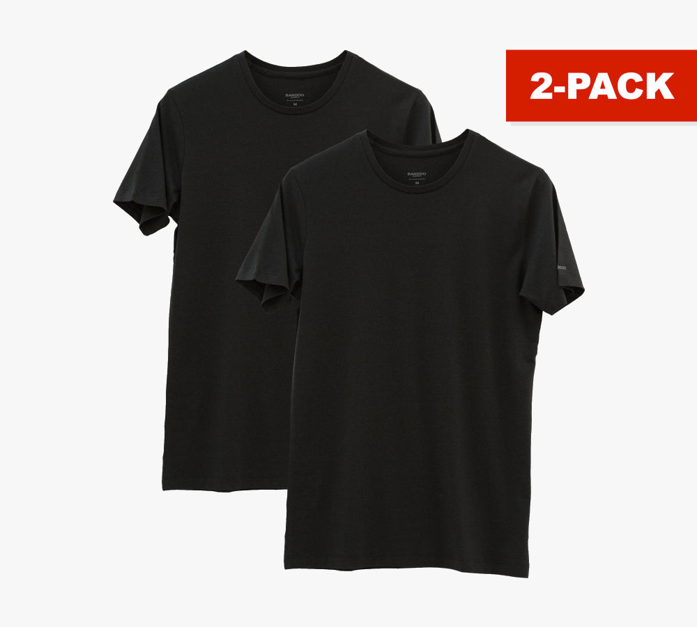 2 x Slim Fit Ronde Hals | Black