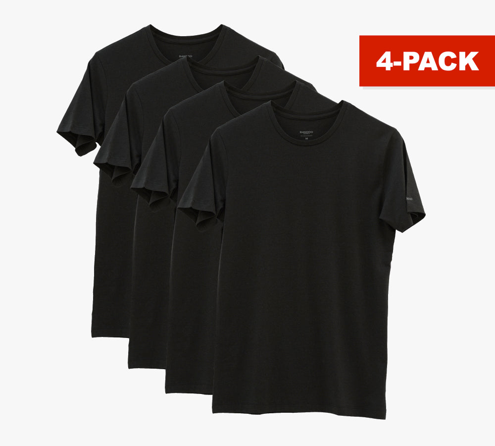 4 x Slim Fit Ronde Hals | Black