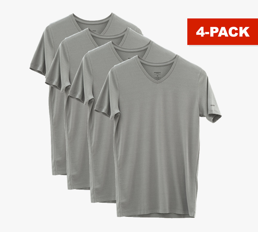 4 x Slim Fit V-Hals | Cool Grey