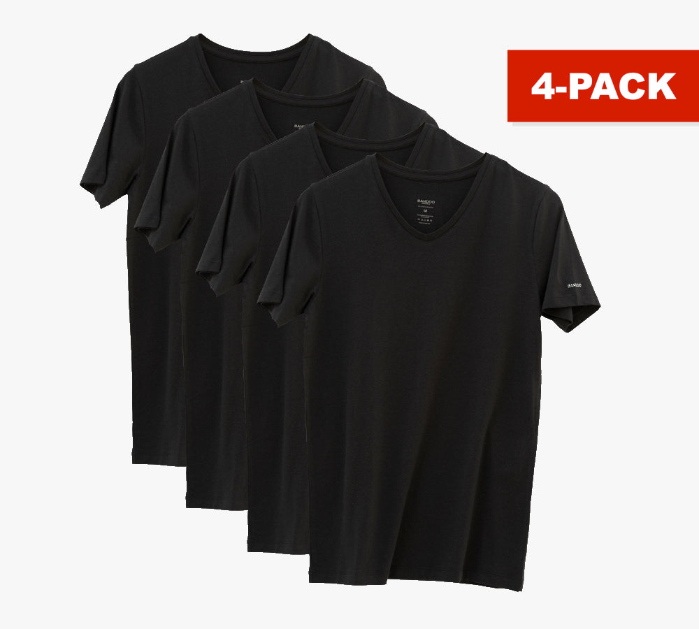 4 x Slim Fit V-Hals | Black