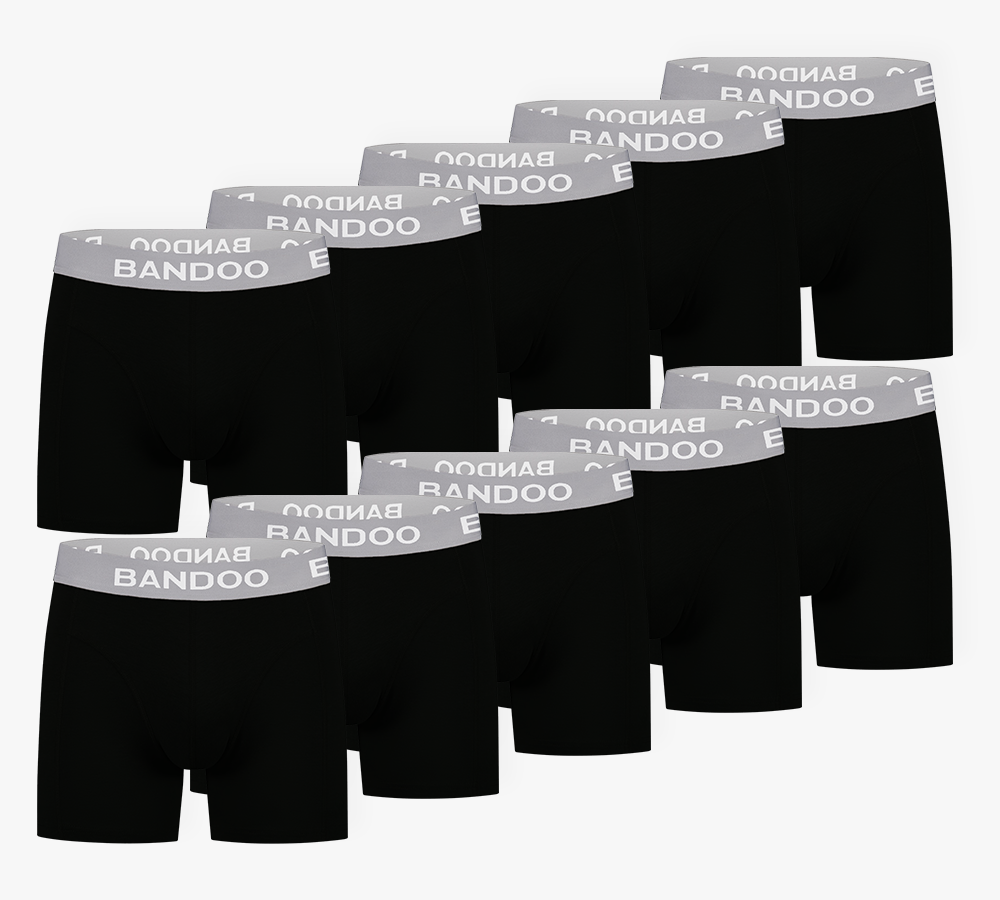 10-Pack Bamboo Boxers – All Black (Black Edition)