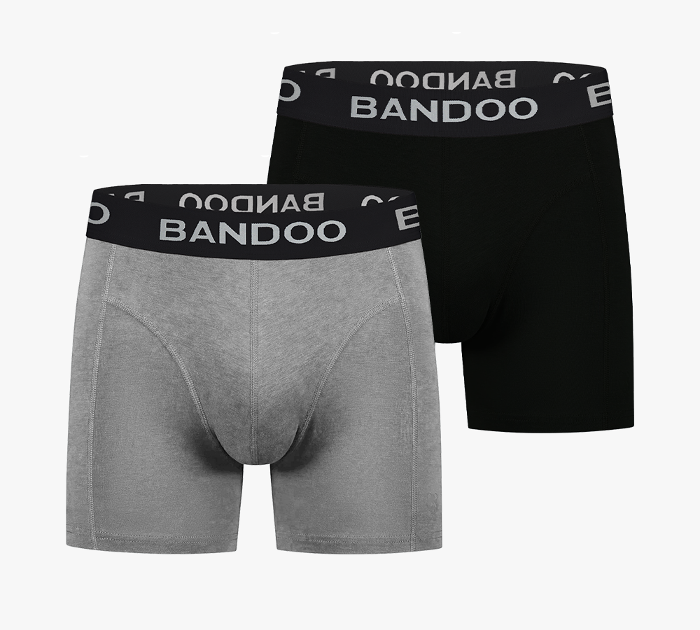 2-Pack Bamboo Boxers - Black + Grey