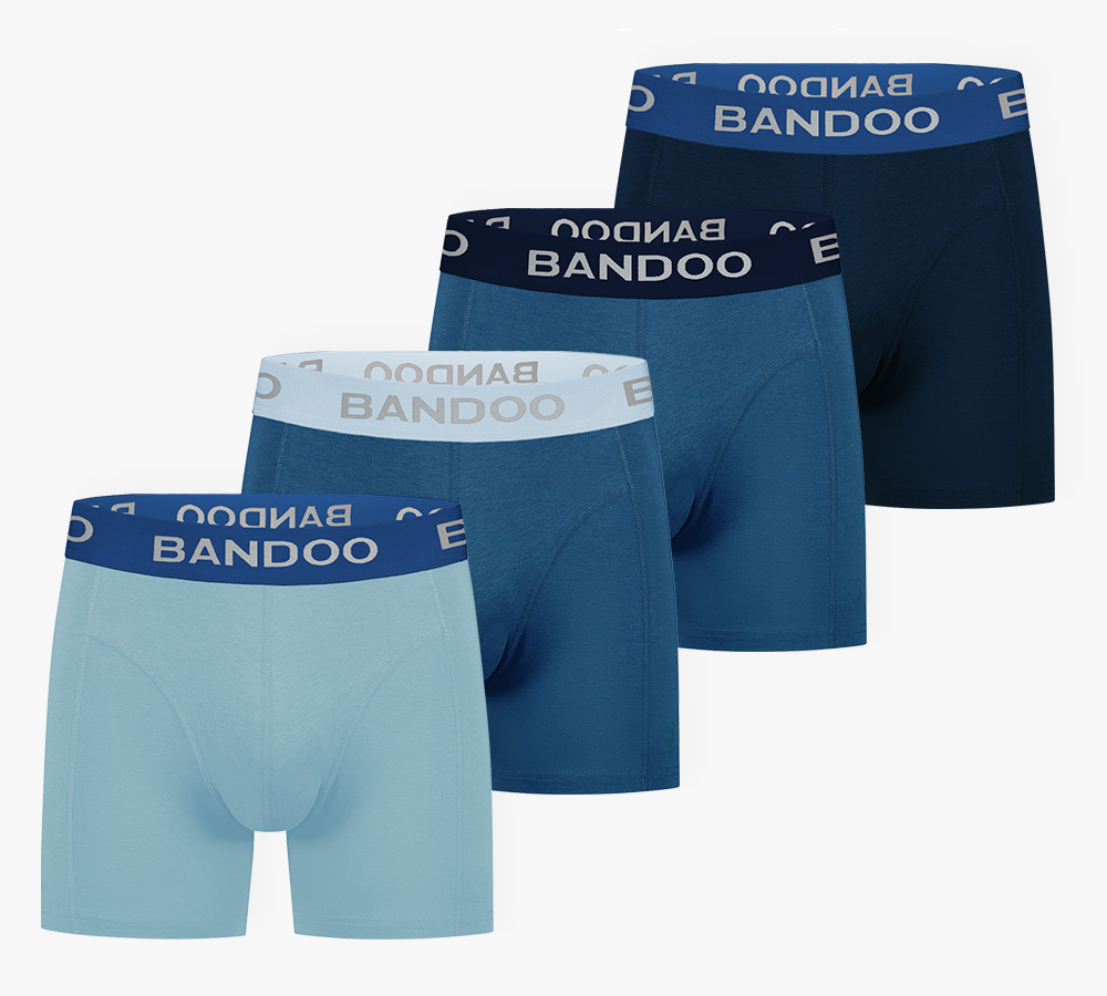 4-Pack Bamboo Boxers – Navy Blue + Light Blue (Blue Sport)