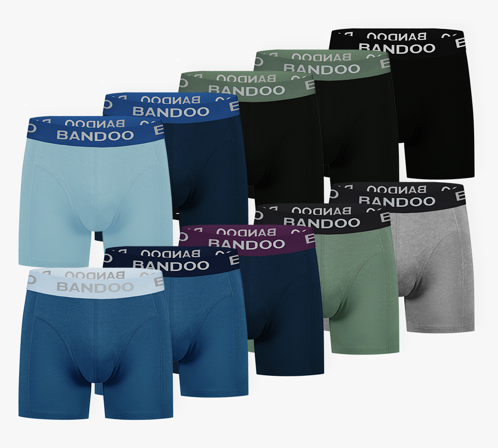 10-Pack Bamboo Boxers – Black + Navy Blue + Cobalt Blue + Light Blue (Core Essentials)