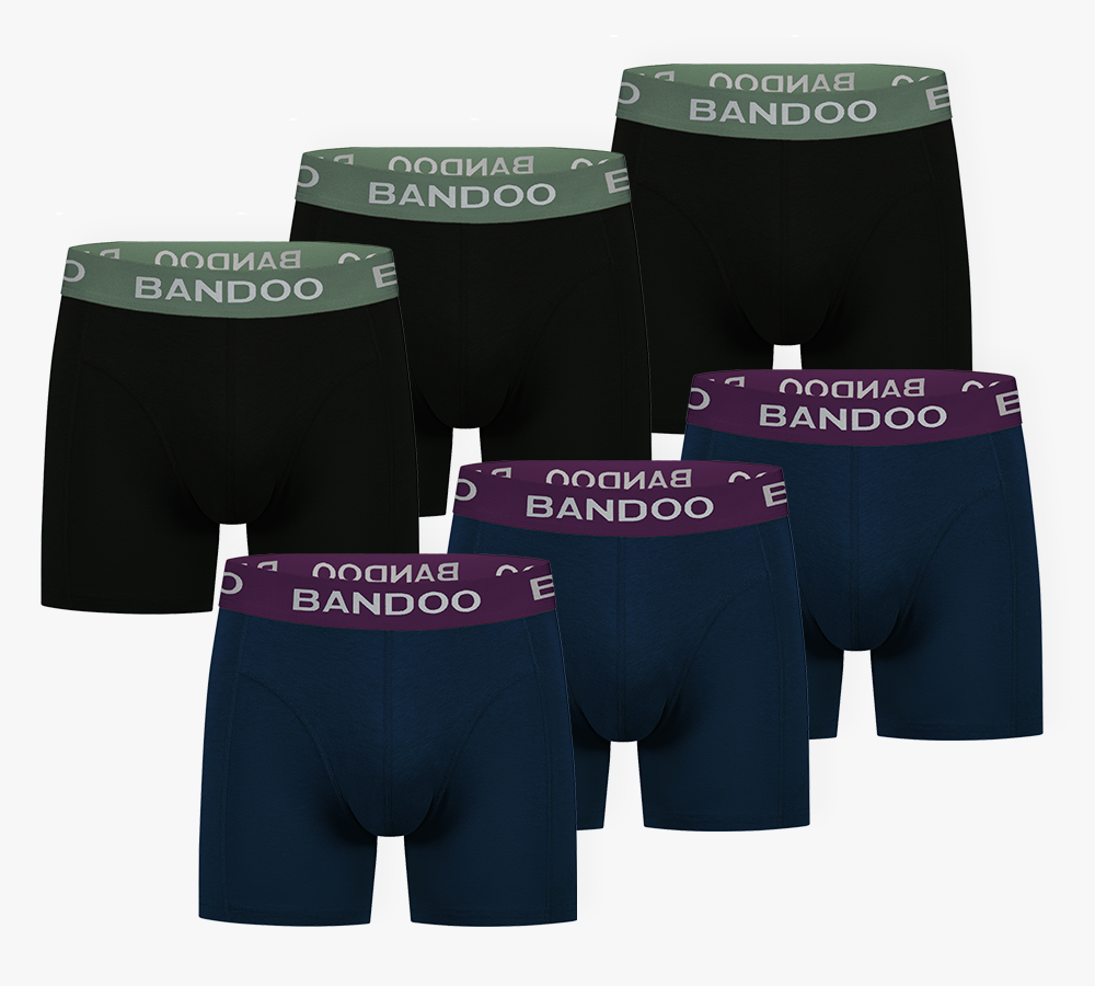6-Pack Bamboo Boxers – Black + Navy Blue (Nightfall)