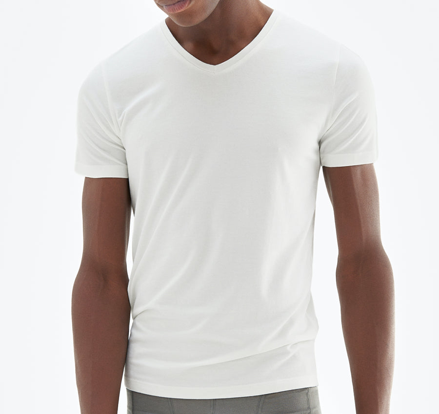2 x Slim Fit V-Hals | White